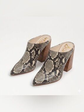 Sam Edelman Snake Print Pointed Toe Mule Heel‎ Western Chic Y2K 7.5